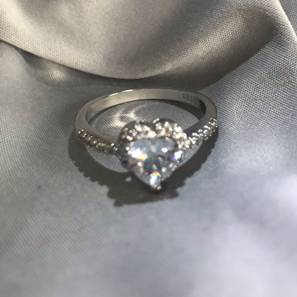 Sterling Silver Heart-Cut Cubic Zirconia Ring